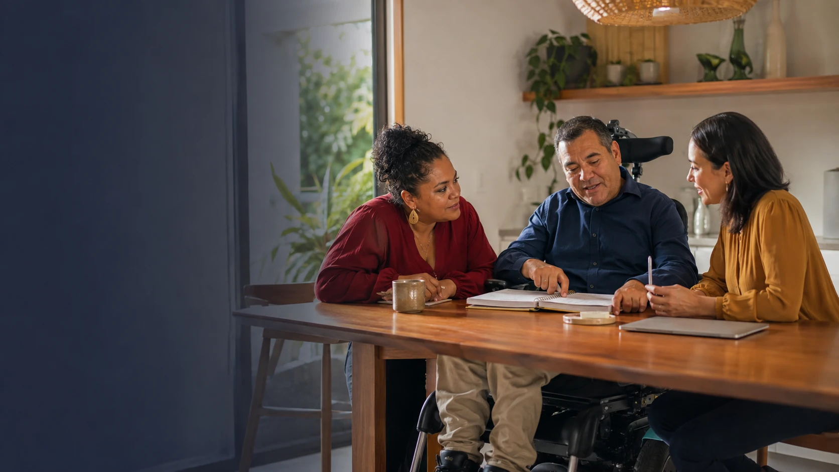 People discussing support planning around a table.