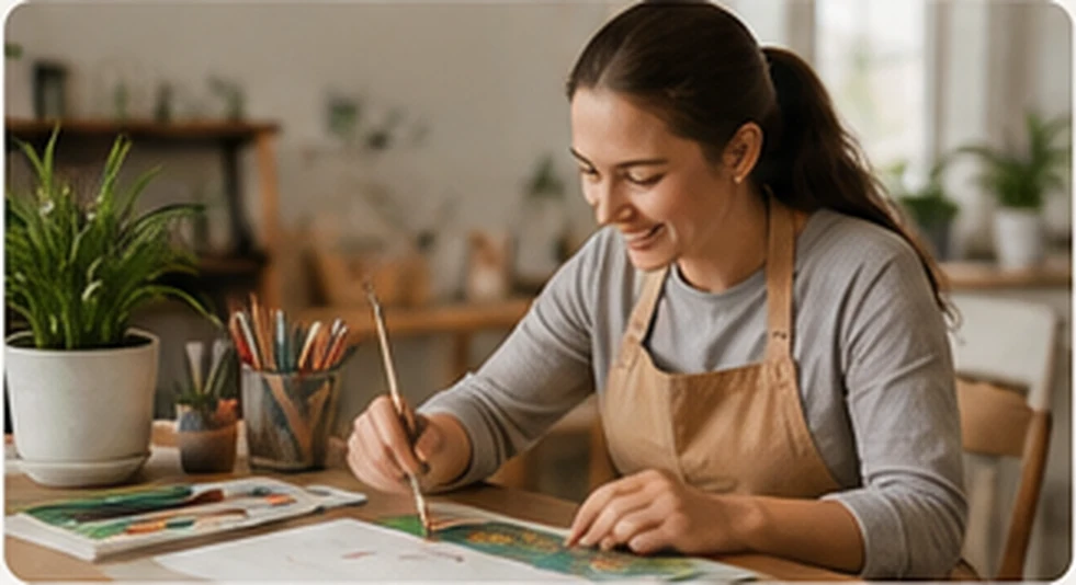 A participant building confidence through practical support.